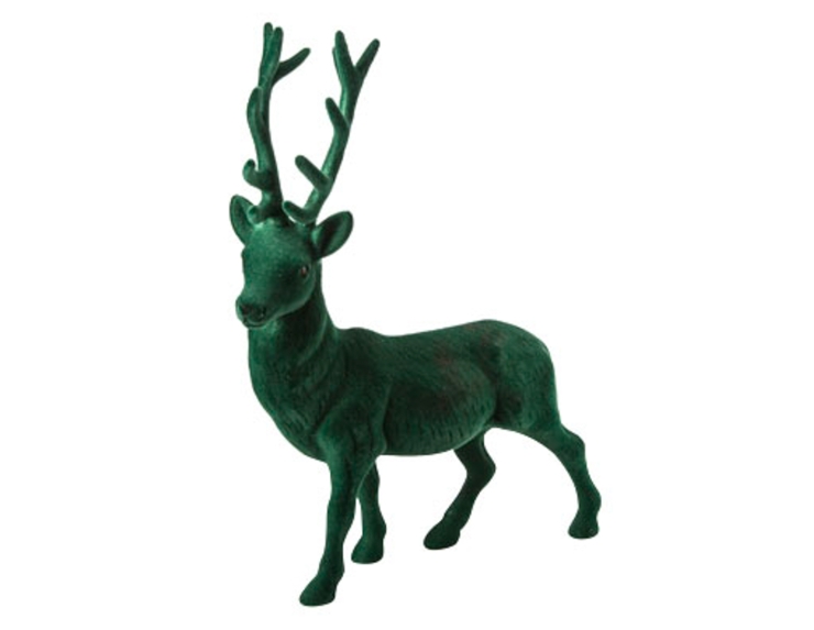 Décoration de Noël renne velours vert - H 45 cm