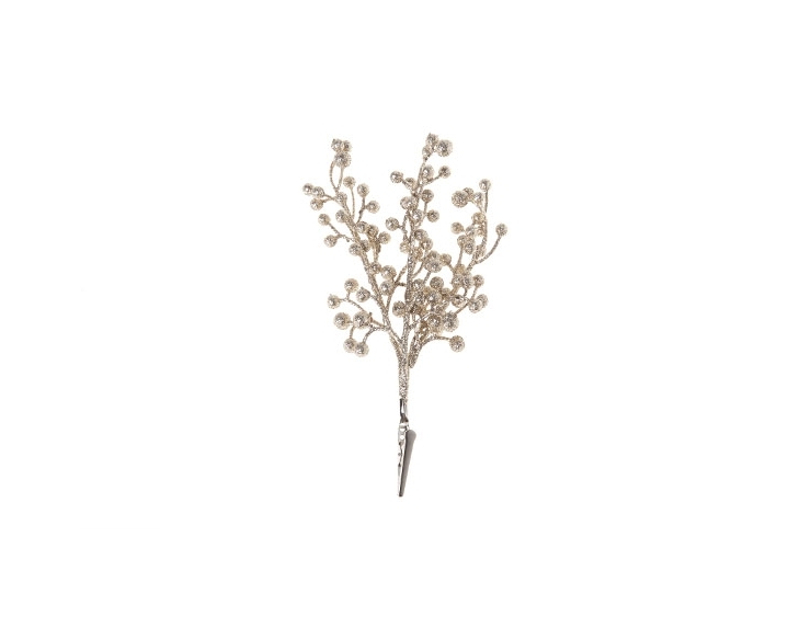 Baies champagne clip pour sapin de Noël H 20cm