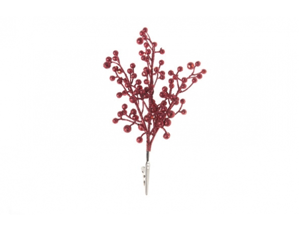 Baies rouge clip pour sapin de Noël H 20cm
