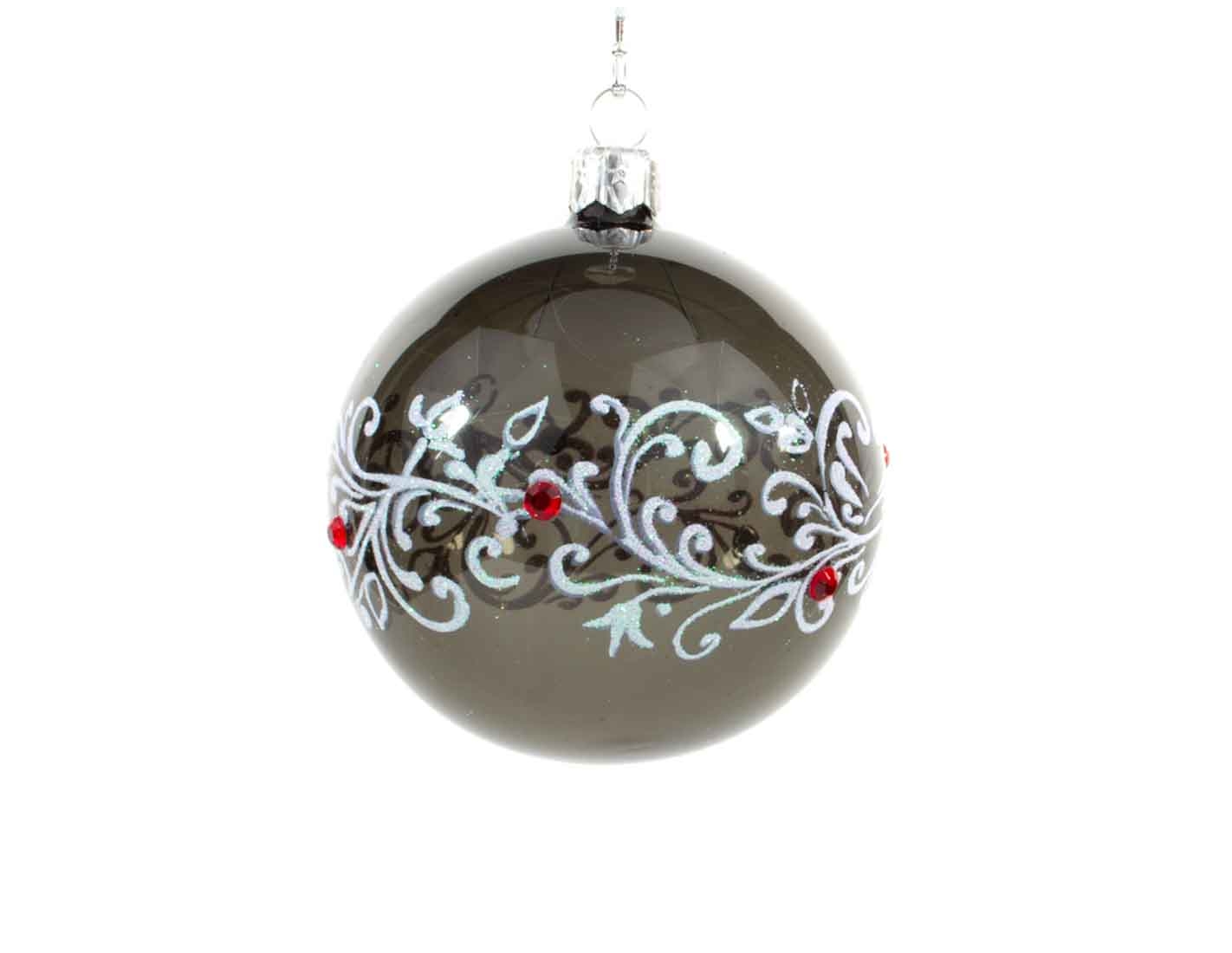 Boule de Noël noire verre soufflé décor baroque ø 8cm