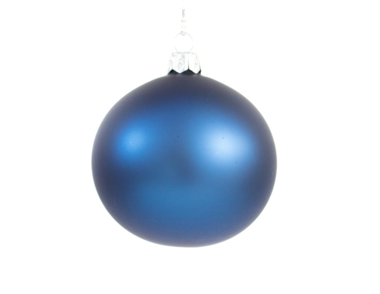 Boule de Noël en verre bleu nuit mate Diamètre 8cm