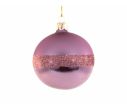 Voir la slide Boule de Noël mauve parme en verre soufflé avec bande pailletés. Diamètre 8cm