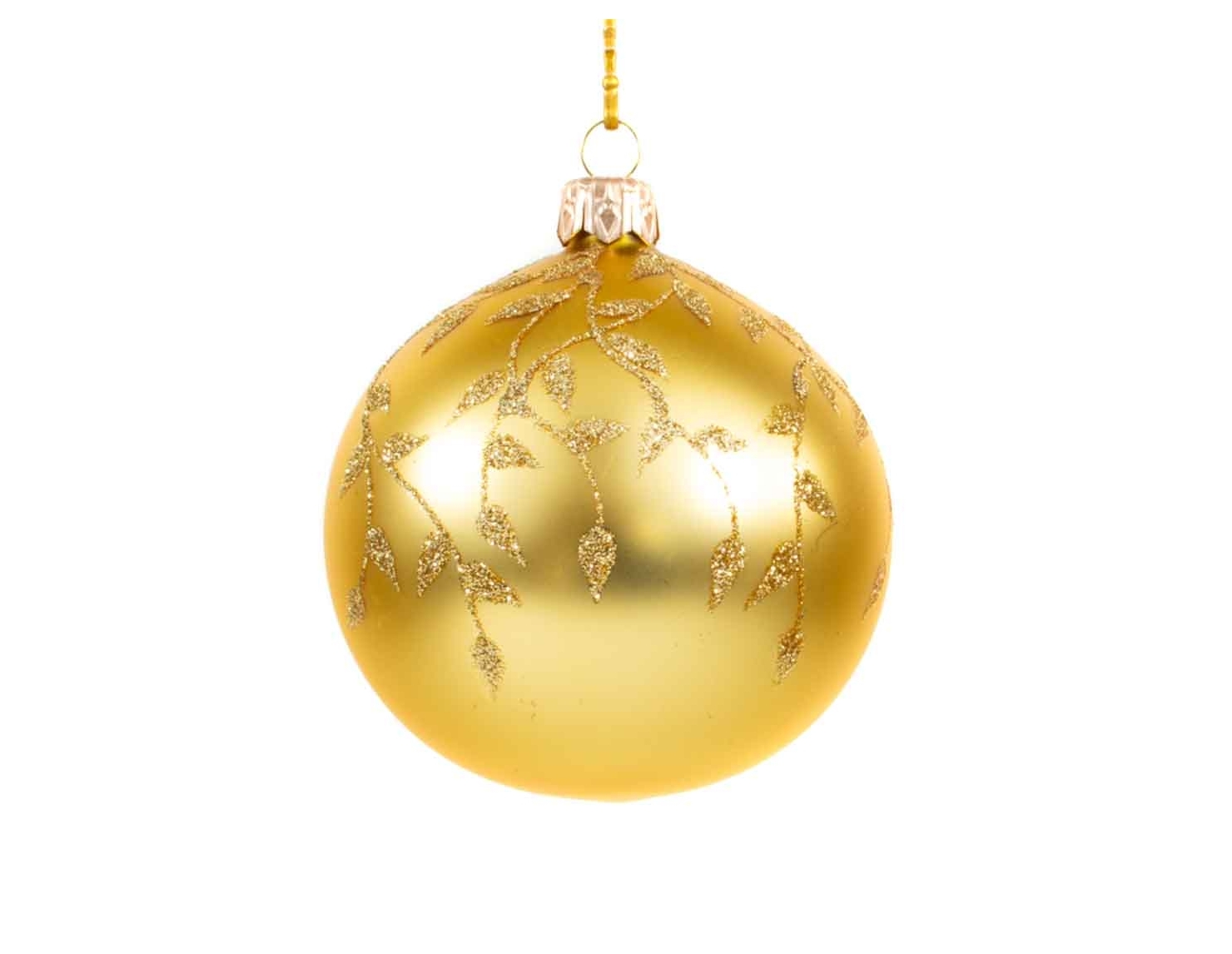 Boule de Noël dorée décor feuilles dorées ø 8cm