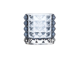 Photophore texturé en verre bleu foncé - H 8