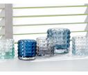Voir la slide Photophore en verre bleu foncé transparent texturé motifs diamant en relief H9cm - Lilosquare