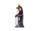 Voir la slide Pingouin empereur en verre soufflé et décoré main pour pendre au sapin de Noël vue de côté couleur blanc et noir