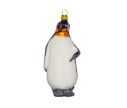Voir la slide Pingouin empereur en verre soufflé et décoré main pour pendre au sapin de Noël vue de face couleur blanc et noir