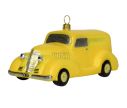 See slide suspension pour sapin de noël en verre soufflé taxi jaune hauteur 7cm