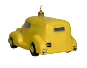 suspension pour sapin de noël en verre soufflé taxi jaune hauteur 7cm