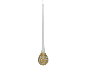 Suspension de noël en forme de goutte blanche motifs cachemire dorés hauteur 24cm
