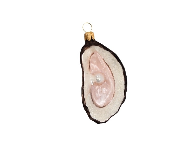 Déco de Noël huitre verre soufflé H7 cm