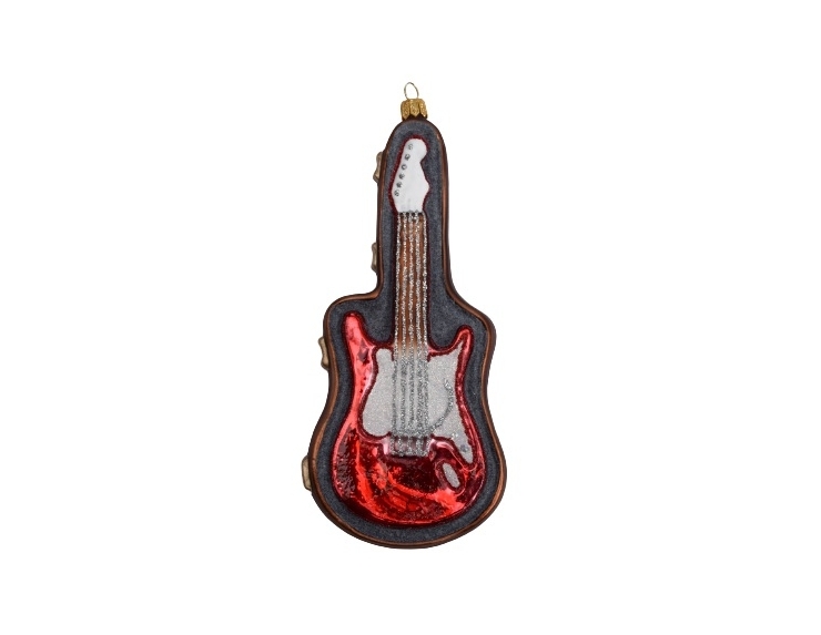 Guitare électrique boule de Noël verre soufflé H 20cm