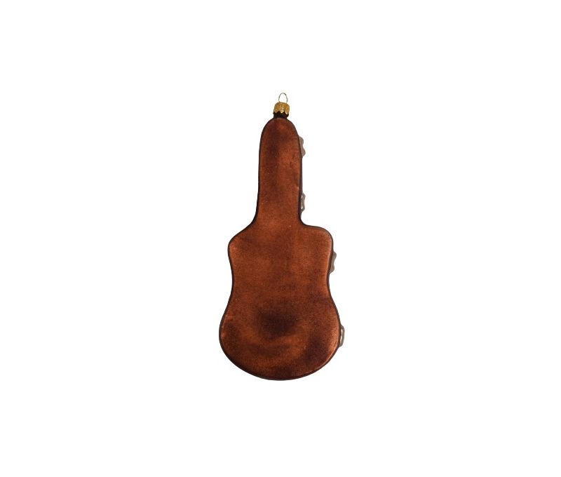 Boule de Noël verre soufflé guitare électrique rouge dans étui brun gris H20cm