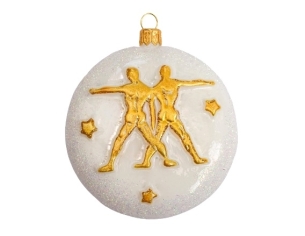Boule de Noël signe astrologique gémeaux H 8cm