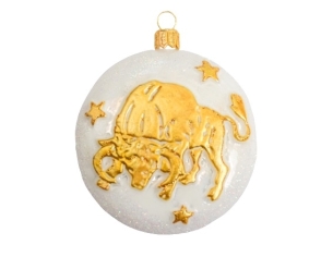 Boule de Noël signe astrologique taureau H 8cm