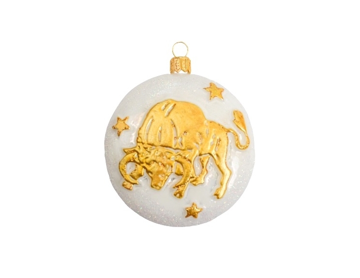 Boule de Noël signe astrologique taureau H 8cm