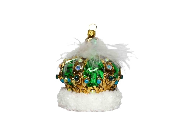 Couronne royale verte et doré verre soufflé H 11cm