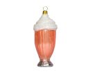Voir la slide Boule Noël en verre forme milkshake rose avec crème blanche. Décoré main. 12cm