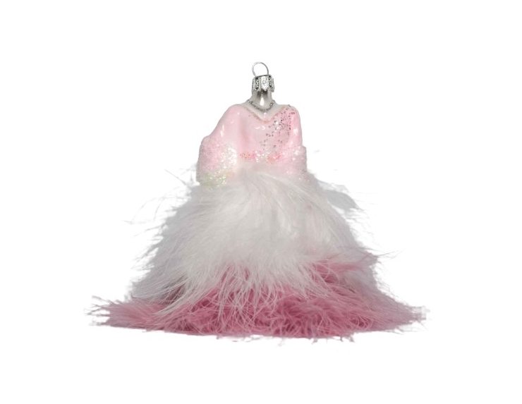 Robe victorienne rose blanche verre soufflé H 13cm