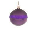 Voir la slide Boule de Noël mauve en verre soufflé et décorée de paillettes mauves. Diamètre 8cm.