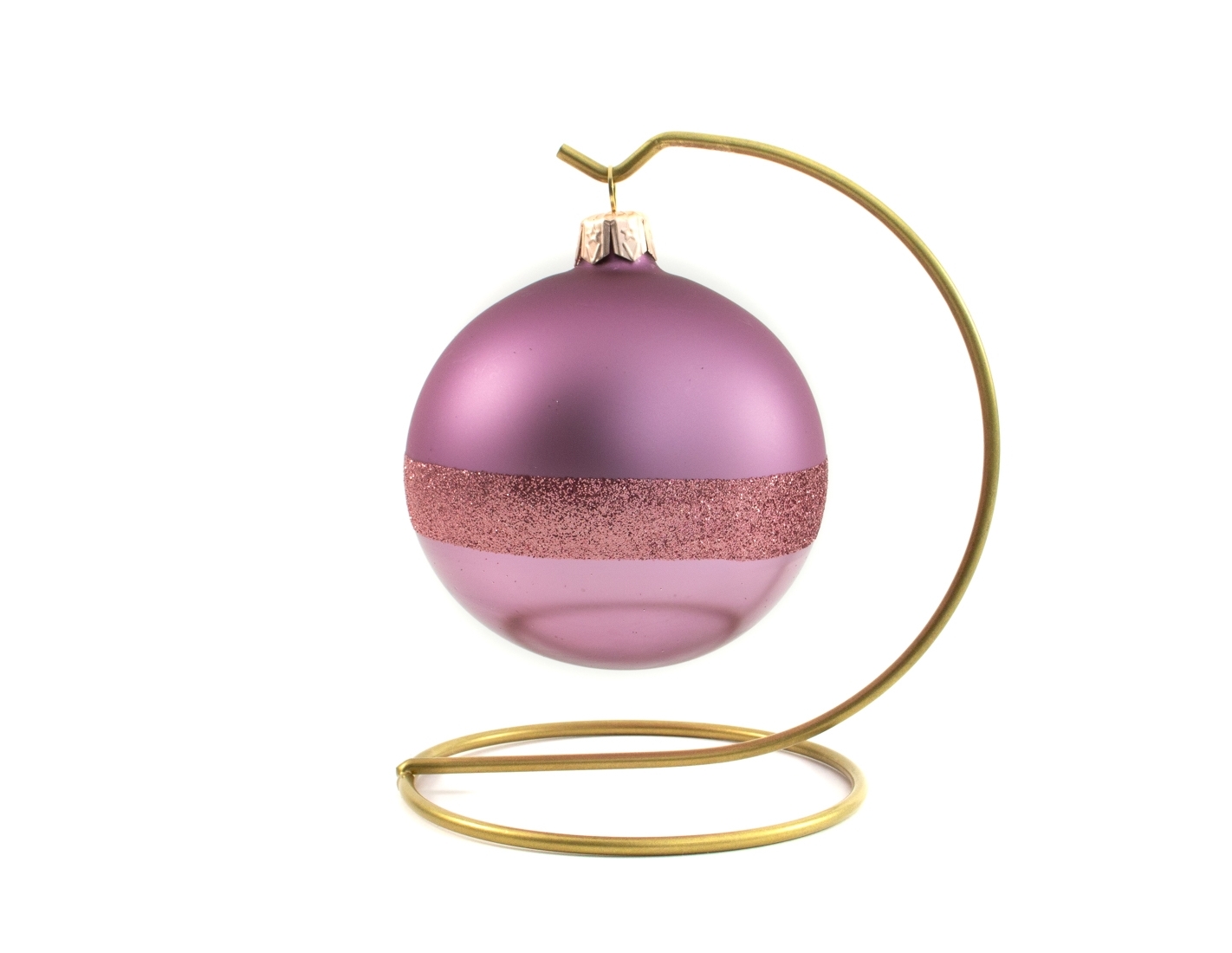 Boule de Noël mauve parme en verre soufflé D 8cm