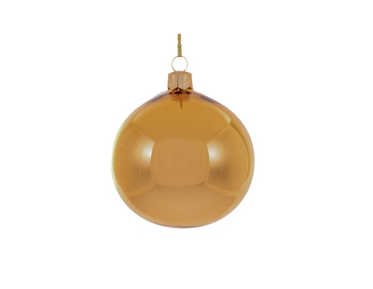 Boule de Noël cuivrée brillante en verre soufflé  Diamètre 8cm