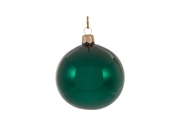 Boule de Noël vert émeraude brillante, Diamètre 8cm