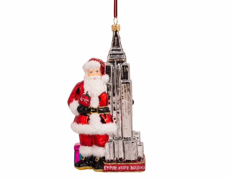 Suspension Père Noël à New York à côté de l'Empire State Building. hauteur 19cm. Marque Lilosquare