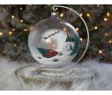 Voir la slide bougeoir de Noël verre soufflé transparent avec décor camion rouge transportant un sapin de Noël et traineau du Père Noël