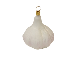 Suspension de Noël gousse d'ail en verre soufflé et peinte à la main, hauteur 8cm. Marque Lilosquare