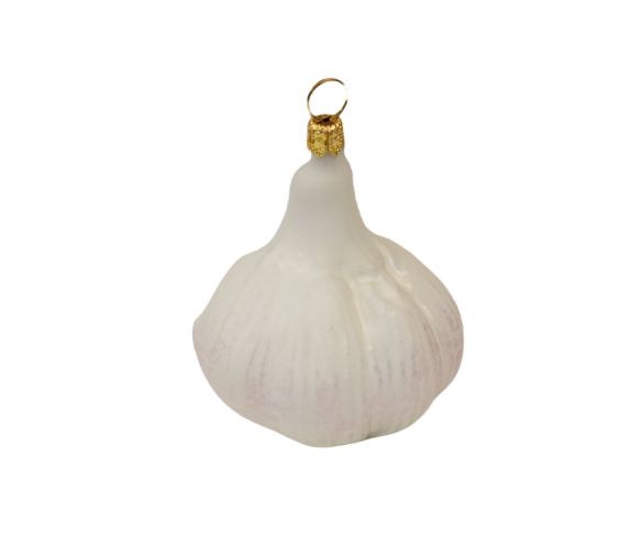 Suspension de Noël gousse d'ail en verre soufflé et peinte à la main, hauteur 8cm. Marque Lilosquare