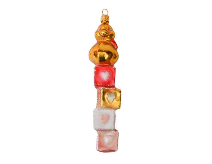 Boule mon premier Noël rose et doré pour petite fille, verre soufflé, canard doré et rose. Hauteur 16cm. Boule mon premier Noël rose et doré pour petite fille, verre soufflé, canard doré et rose. Hauteur 16cm.