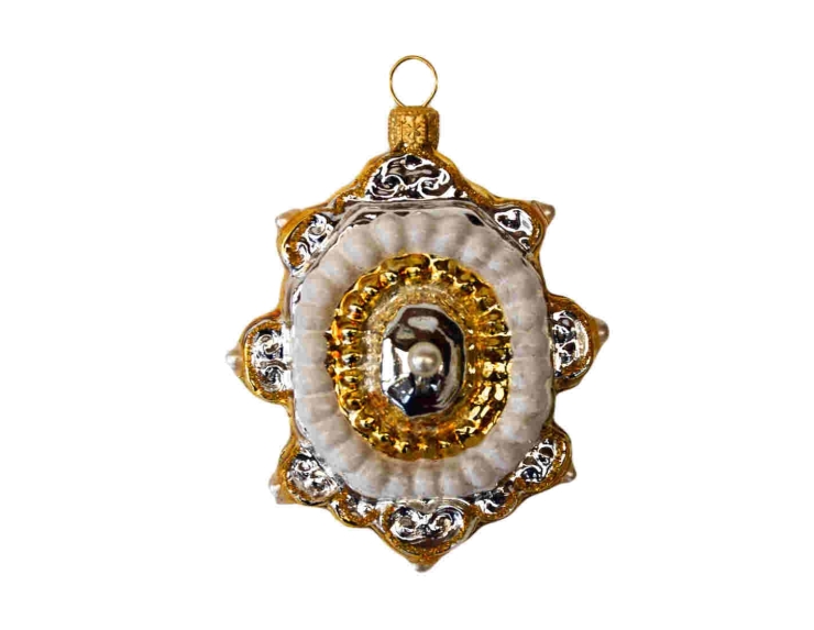 Suspension de Noël broche doré et blanche H 10cm
