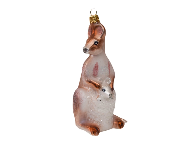 Suspension de Noël kangourou verre soufflé Hauteur 15cm. Marque Lilosquare