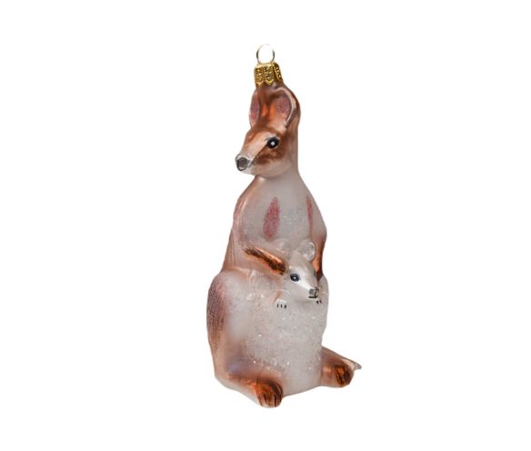 Suspension de Noël kangourou verre soufflé Hauteur 15cm. Marque Lilosquare