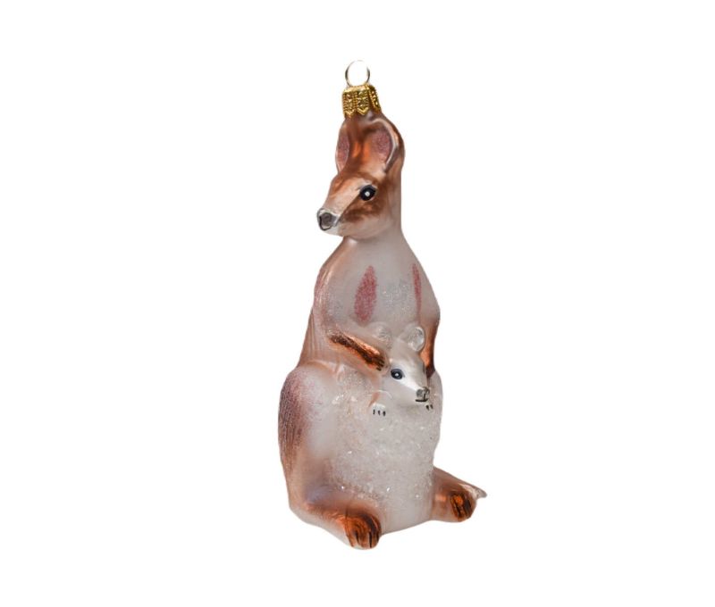 Suspension de Noël kangourou verre soufflé Hauteur 15cm. Marque Lilosquare