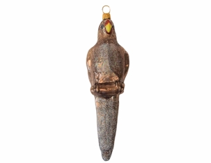 Déco de Noël verre soufflé perroquet gris H 18cm
