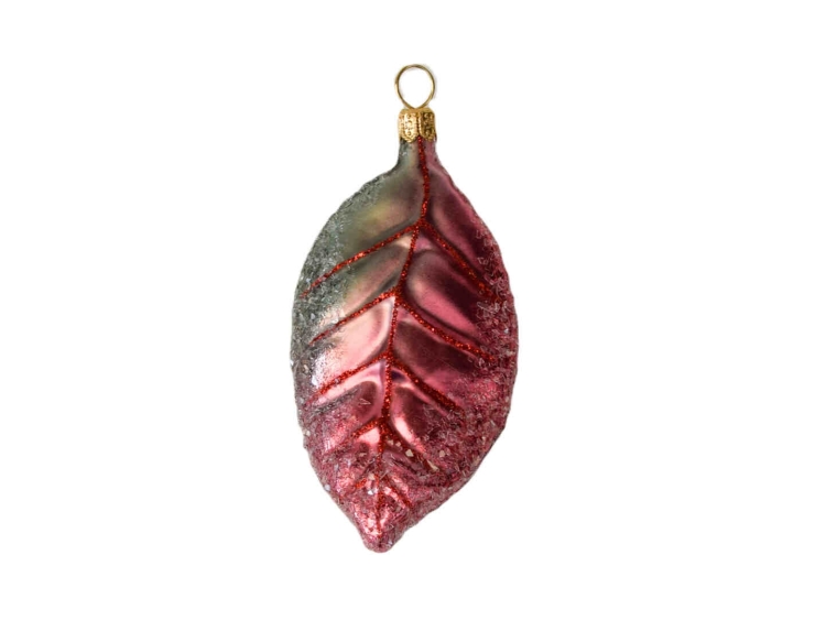 Décoration automne feuille pommier verre soufflé H 10cm
