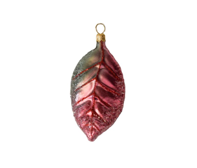 Décoration automne feuille pommier verre soufflé H 10cm