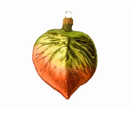 Feuille de tilleul verre soufflé déco automnale H 12cm
