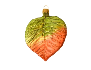 Feuille de tilleul verre soufflé déco automnale H 12cm