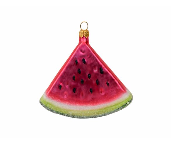 Suspension boule de Noël originale en verre forme tranche de pastèque rose et verte H9cm - Lilosquare
