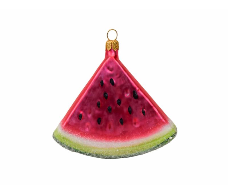 Boule de Noël pastèque verre soufflé H 9cm. Marque Lilosquare