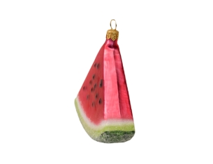 Suspension boule de Noël originale en verre forme tranche de pastèque rose et verte H9cm - Lilosquare
