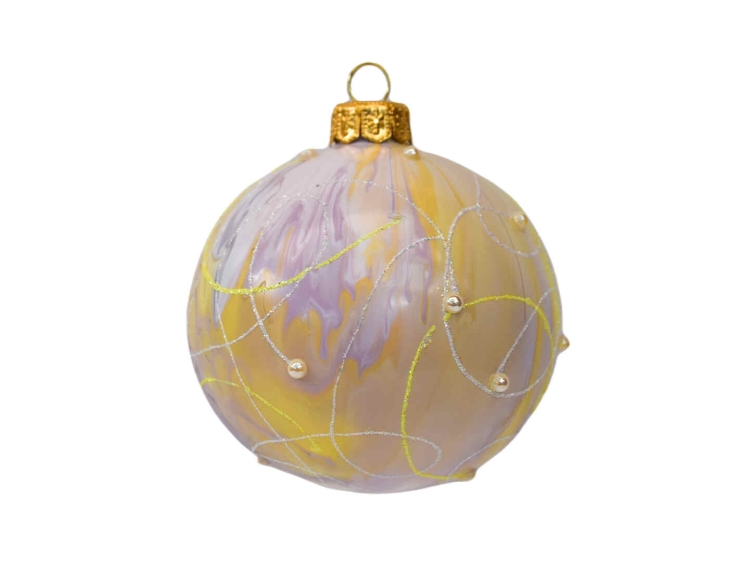 Boule de Noël pastel perles verre soufflé D 80mm