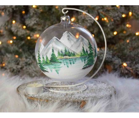Bougeoir de Noël montagnes D15cm support inclus