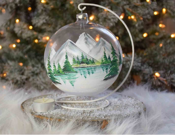 Bougeoir de Noël montagnes D15cm support inclus