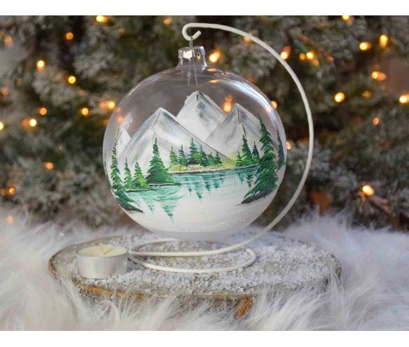 Bougeoir de Noël montagnes D15cm support inclus
