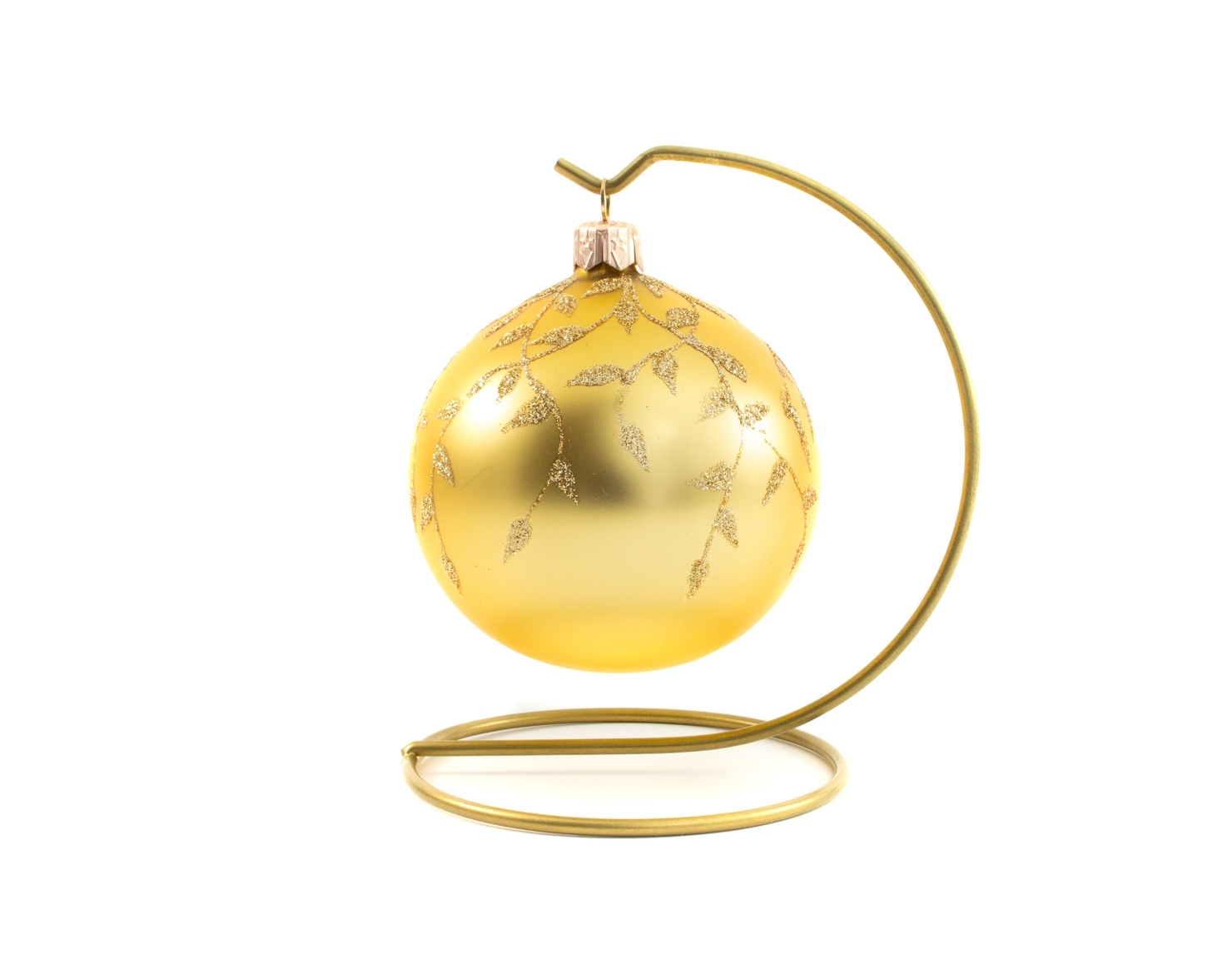 Boule de Noël dorée décor feuilles dorées ø 8cm