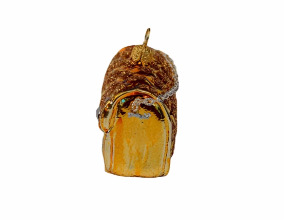 Suspension de Noël sac de luxe doré verre soufflé H 5cm